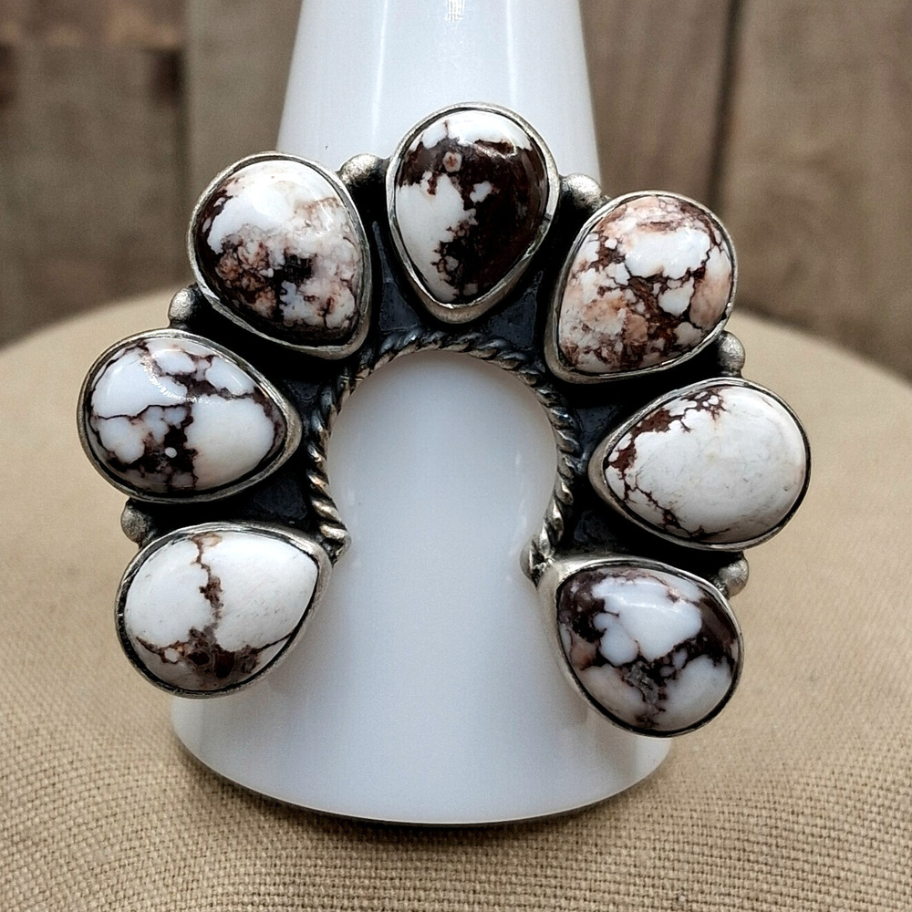 Wild Horse Naja Cluster Ring Adjustable 8–10.5 Sterling Silver Southwestern